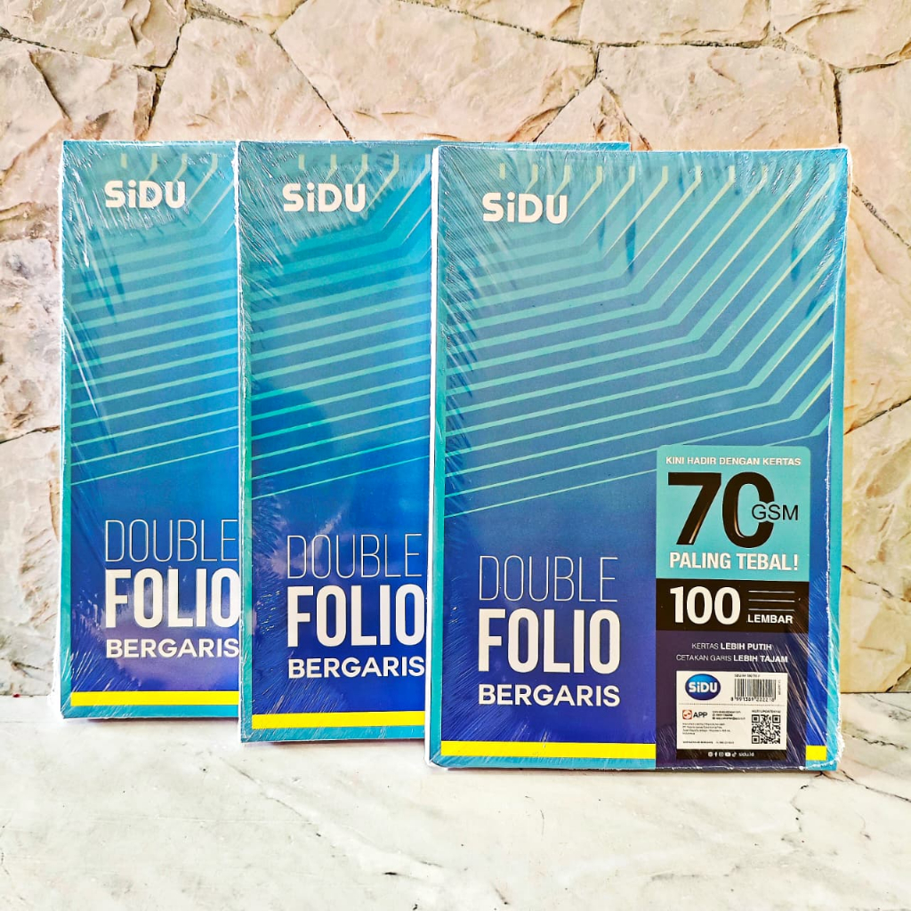 

SATU PACK ( 100 LEMBAR ) Kertas Double Folio Bergaris SIDU Sinar Dunia 100 Lembar