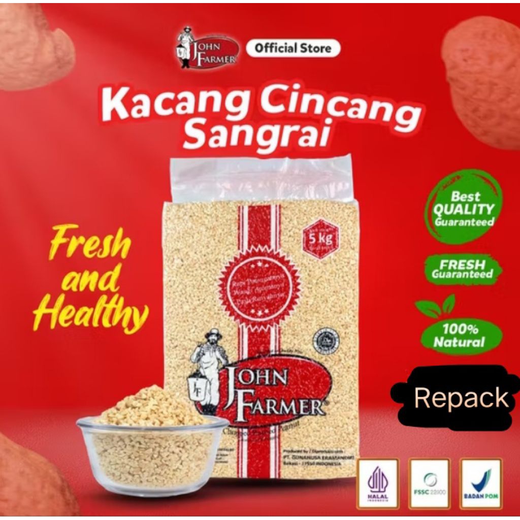 

Kacang tumbuk cacah Jhon Farmer (repack) 100g, 250g, 500g