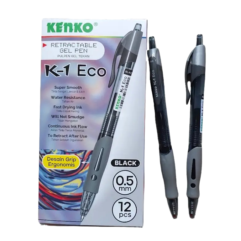 

Kenko Bolpoin Gell K-1 Eco Pulpen Bolpen Pen Gel 0.5mm Hitam