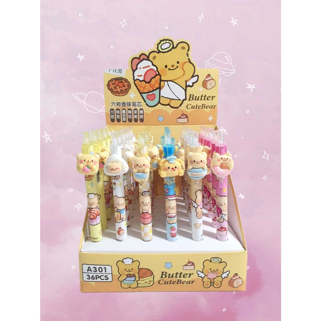 

(6PCS) PULPEN GEL KARAKTER BUTTER CUTE BEAR PREMIUM-PEN GEL KARAKTER ISI 6PCS