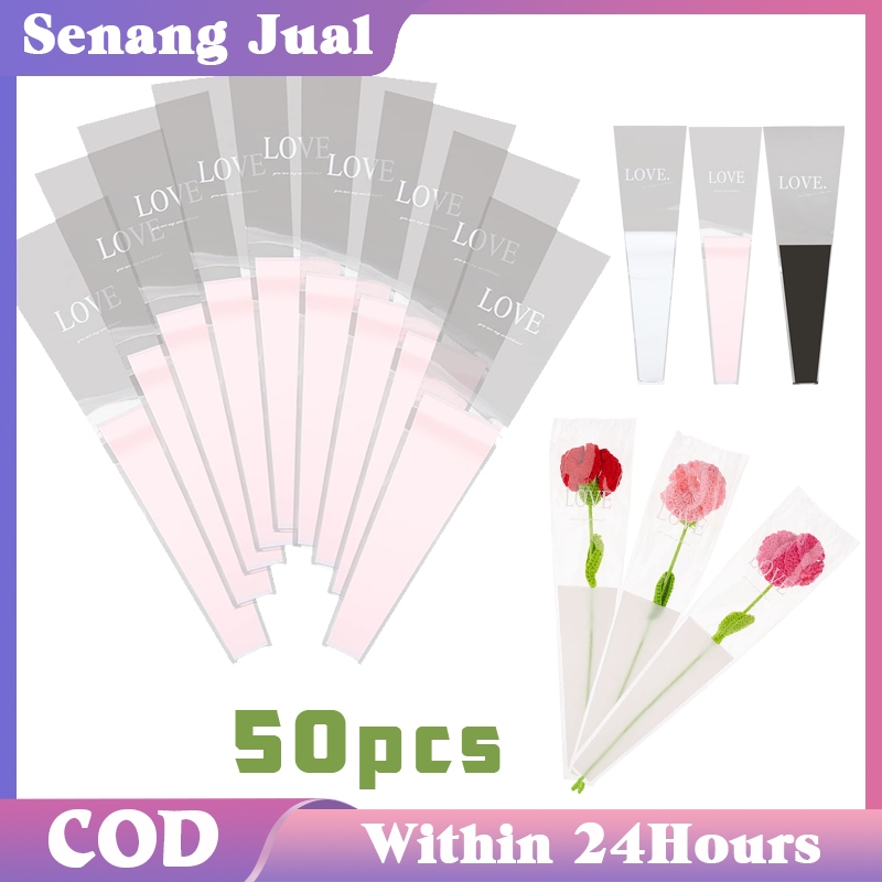 50Pcs Plastik Buket Bunga Wrapping Plastik Untuk Buket Mawar Rose Plastik Bungkus Bunga