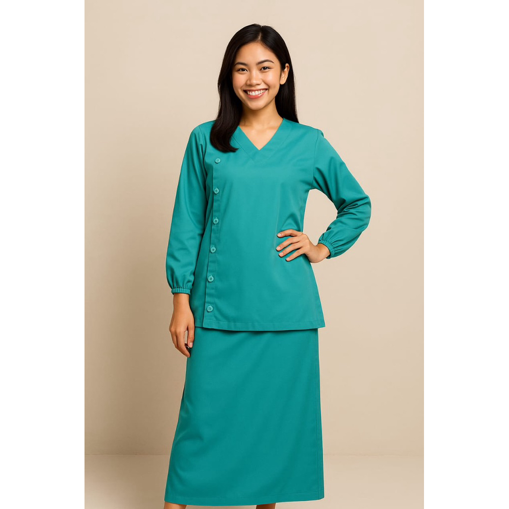 Baju Oka Kancing Lengan Panjang Karet