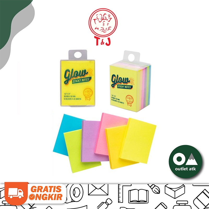 

TJ Sticky Notes Memo Tom & Jerry Glow 5 Warna Colors