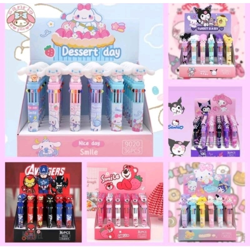 

Pulpen Mekanik Karakter Kartun/ Pulpen 10 Warna Donout Lucu