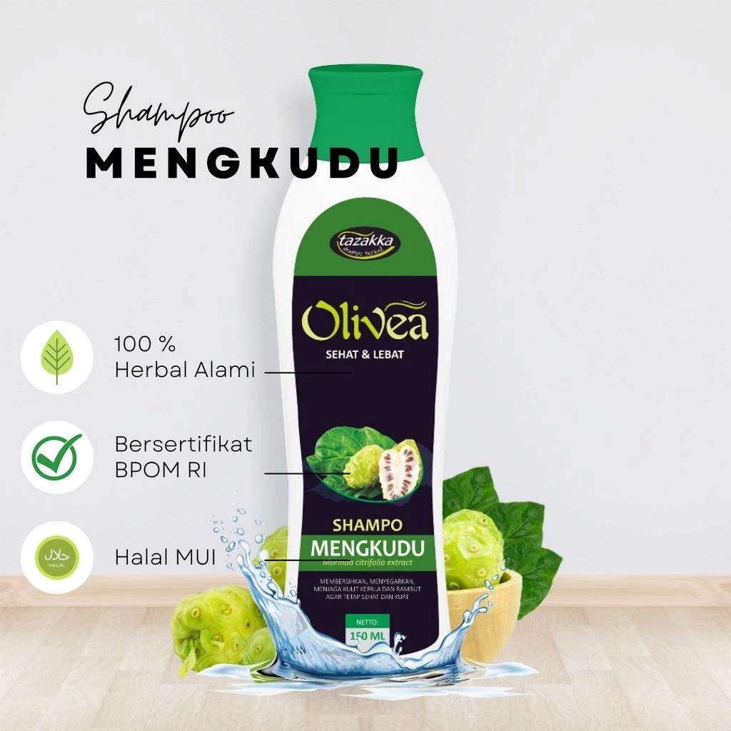 SHAMPO MENGKUDU. MENGHITAMKAN RAMBUT DAN MENGUATKAN AKAR RAMBUT SEHINGGA TIDAK MUDAH RONTOK. OLIVEA 