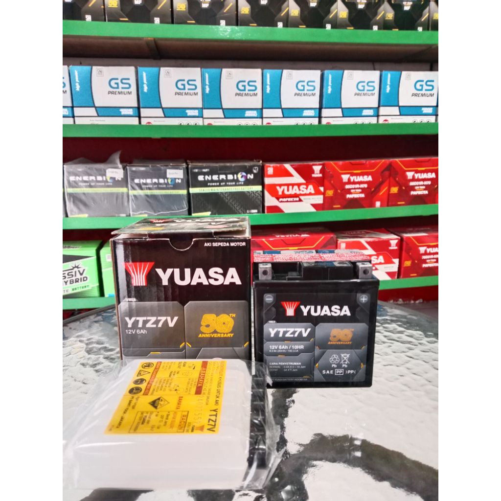 Aki Sepeda Motor YUASA ( YTZ-7V 12.V 6AH ) Nmax 2019 old, Aerox 2019 old, Lexi 2019 old, KLX, Vespa 