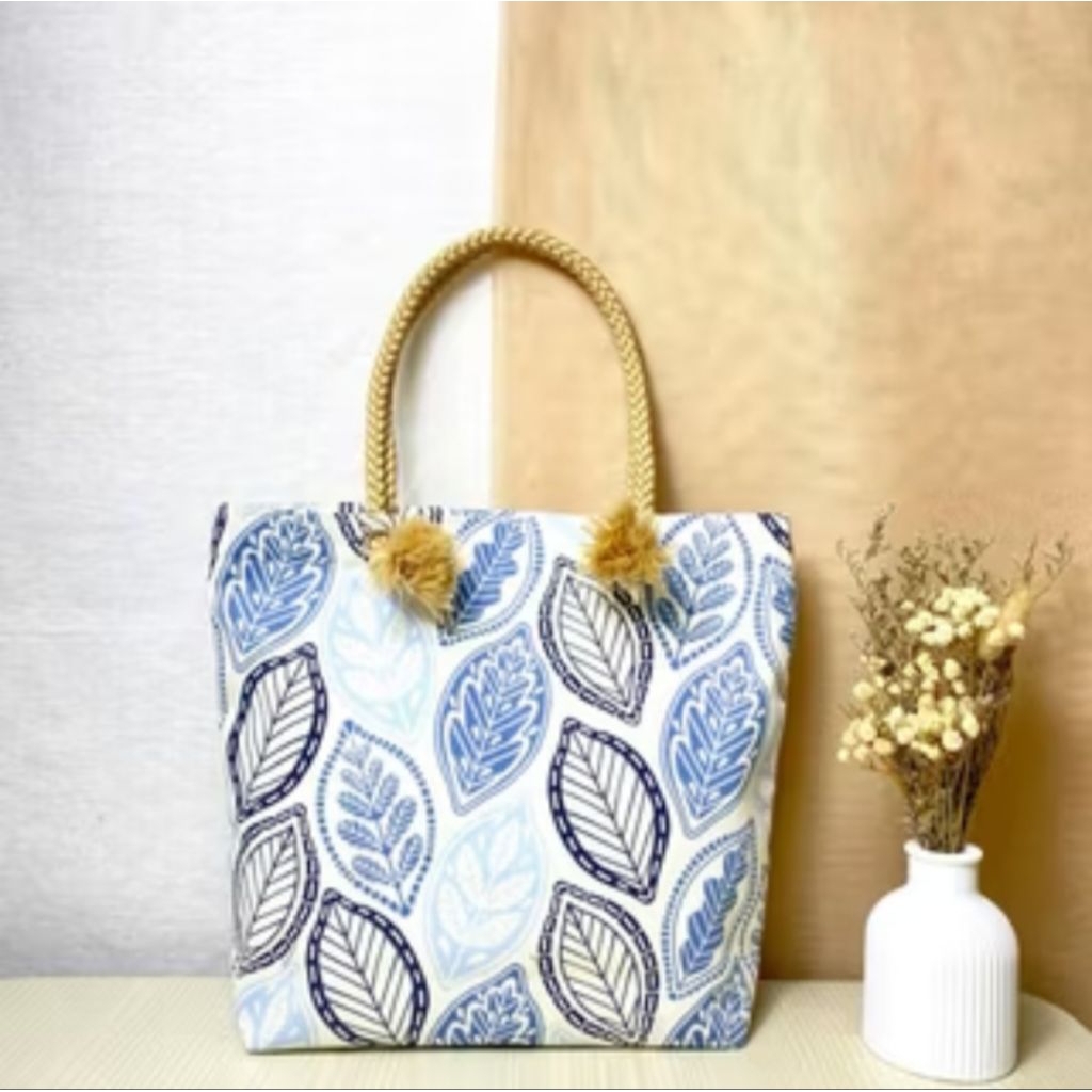 TAS KANVAS MOTIF CANTIK | HANDBAG SUMBU MINI | TAS MUKENA | TAS TOTE TALI SUMBU MINI