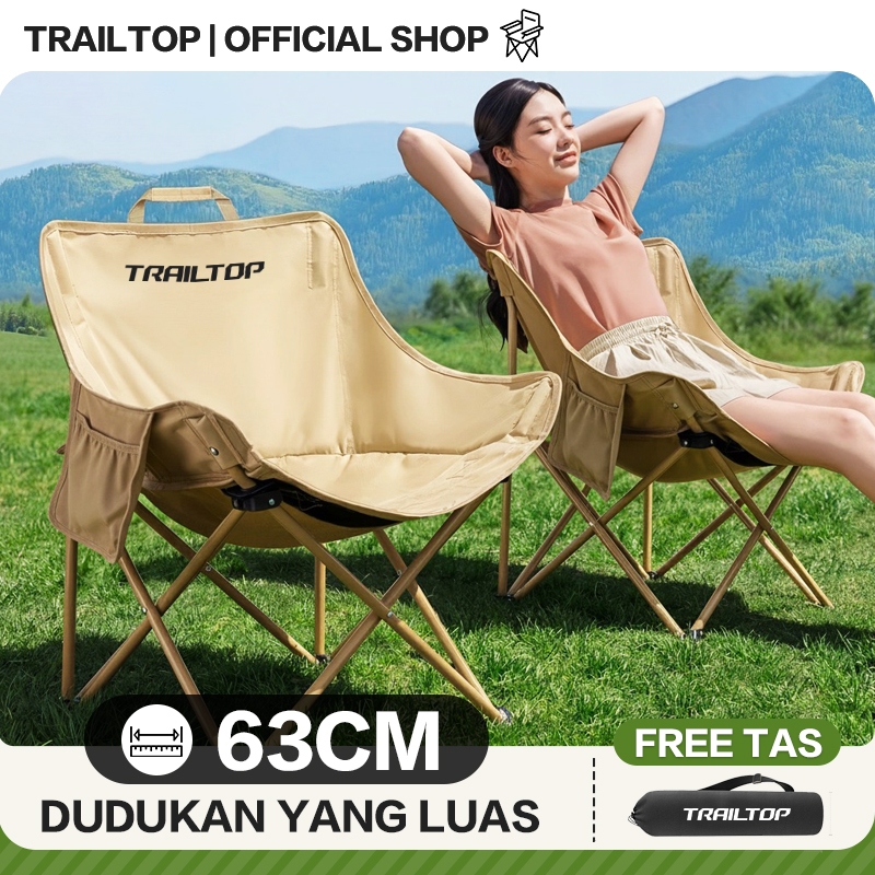 TrailTop Kursi Lipat Outdoor Kain Oxford 600D Lebar/Tahan Aus Kursi Lipat Camping Beban 150KG
