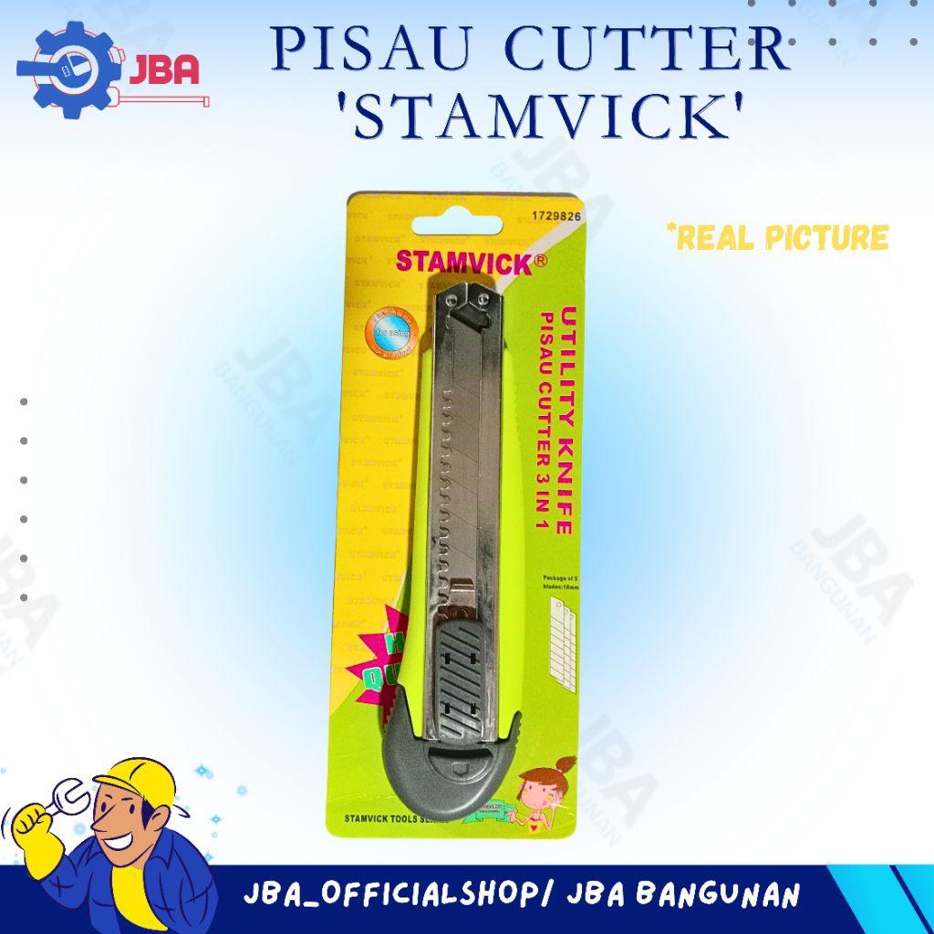 

Jual Pisau Cutter 3 in 1 18mm Stamvick / Pisau kater 3in 1 Stamvick