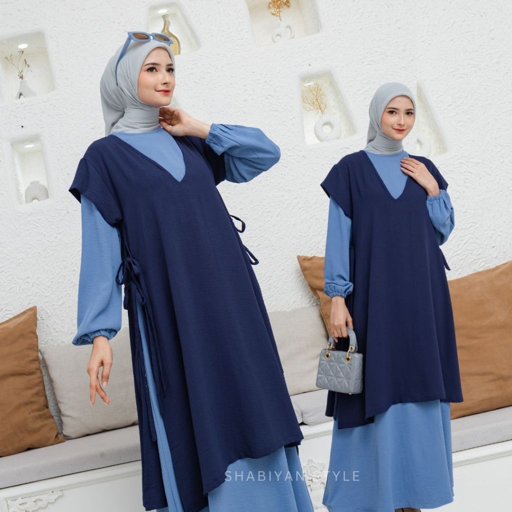 Gamis Wanita Set Dress Cardigan Panjang Muslimah by Shabiyan 431
