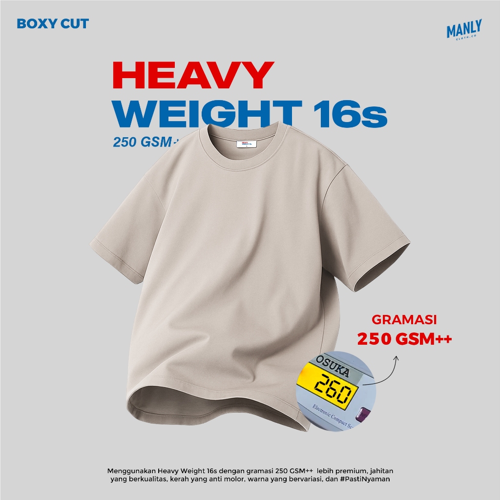 250 GSM ++ Premium Boxy Crop T-shirt Kaos Boxy Fit with Heavy Weight Cotton 16s Khaki