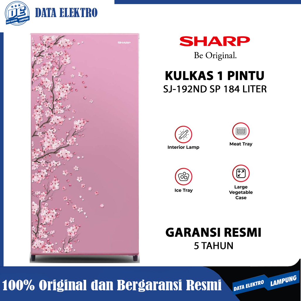 Kulkas SHARP SJN 192D Sakura Kulkas 1 Pintu 184 L PINK Garansi Resmi SHARP 5 TAHUN