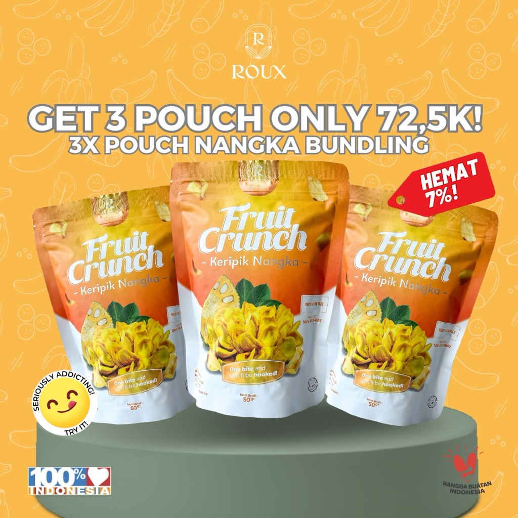 

PAKET BUNDLING ROUX VEGGIE KRIPIK BUAH NANGKA RENYAH ENAK SEHAT HEALTY