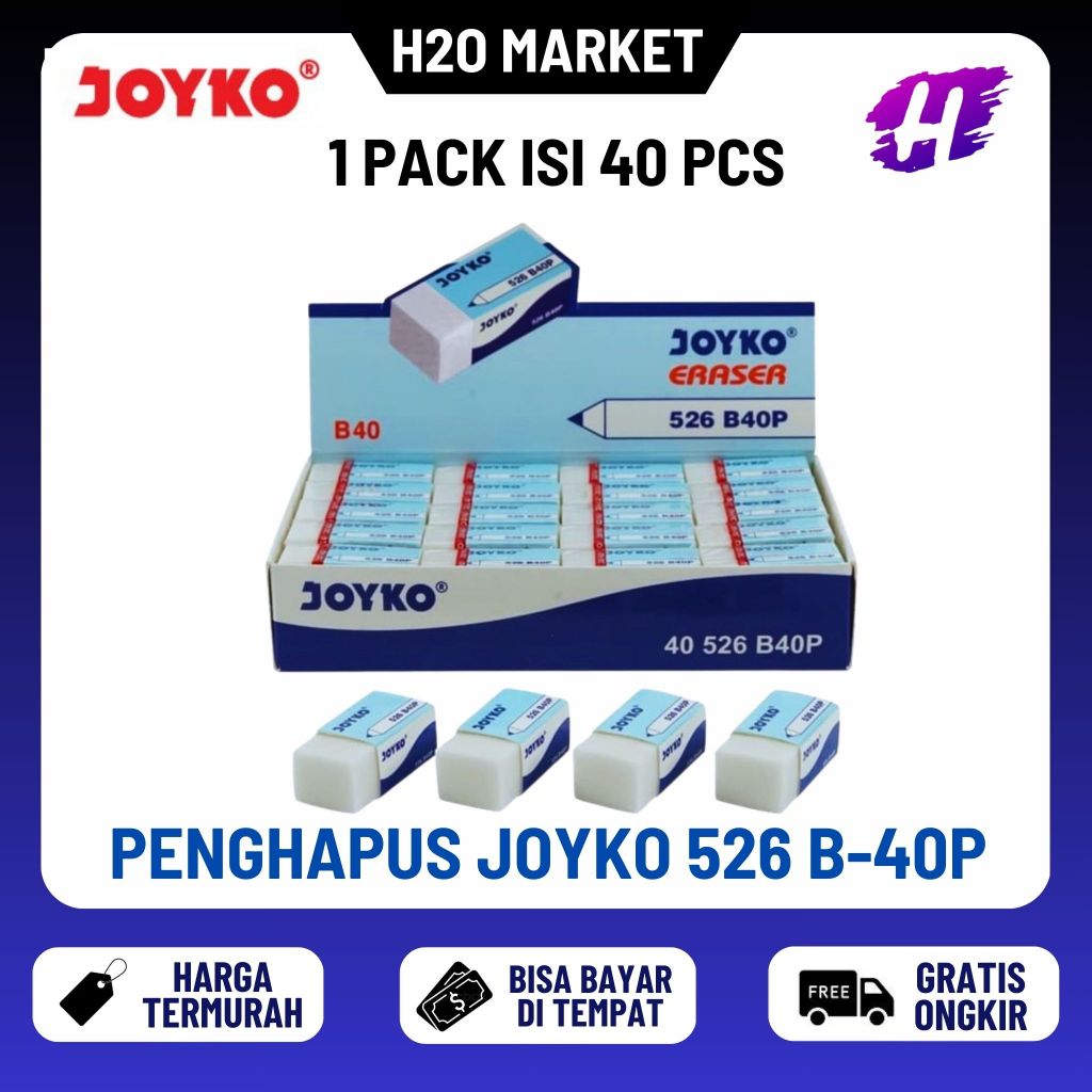 

❤️H2O❤️ Penghapus JOYKO 526-B40 P / Eraser JOYKO 526-B40P / Penghapus Joyko 526-B40P (1 PAK = 40 PCS)