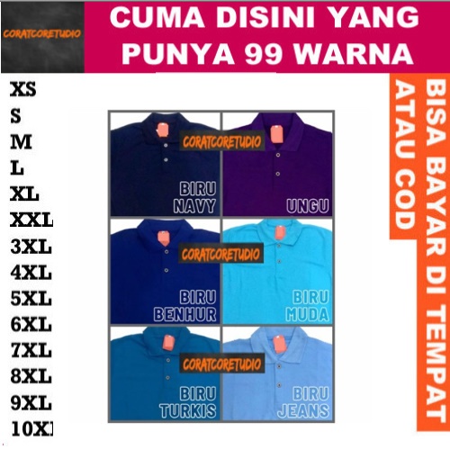 99 WARNA HOBIMURAH CAPTAIN Kaos Polo PENDEK PANJANG JUMBO 4XL 5XL Pria Wanita Kaos Polo Warna Warni 