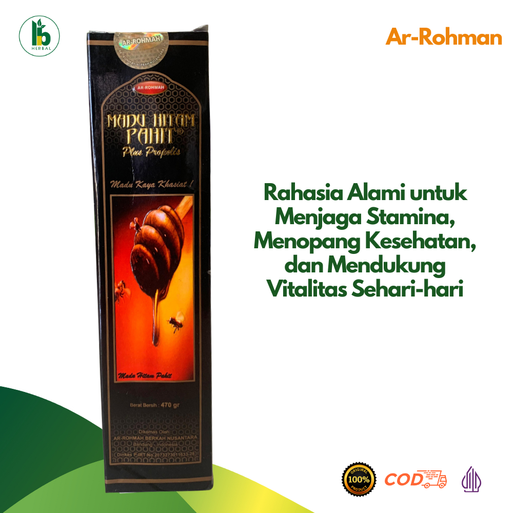 

Ar-Rohman Madu Hijus Pahit Plus Propolis - Herbal Diabetes, Asam Urat & Kesehatan Tubuh | 470gr