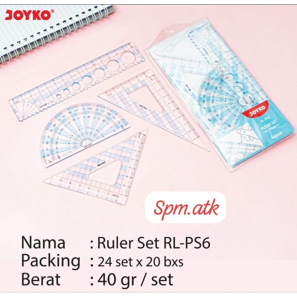 

(12 Pcs) Penggaris Ruler Set Joyko RL-PS6 Fleksibel/Lentur