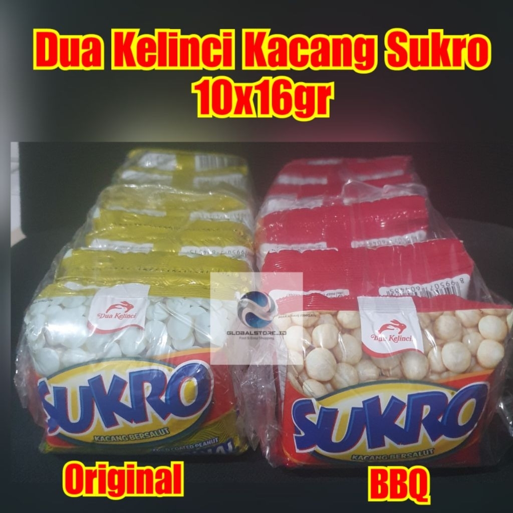 

Kacang Sukro Dua Kelinci Original/ BBQ 10x16gr