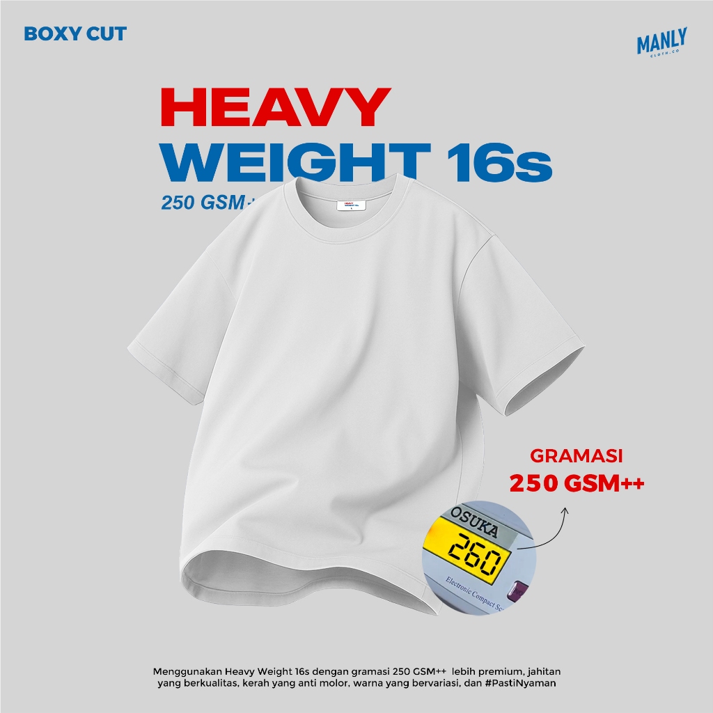 Heavy Weight Cotton 16s Boxy Crop T-shirt Kaos Boxy Fit with Cotton Combed 16s 250 gsm+ Putih