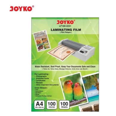 

Plastik Laminating A4 Joyko 100 Micron LF100-2231 HARGA 10 Pcs