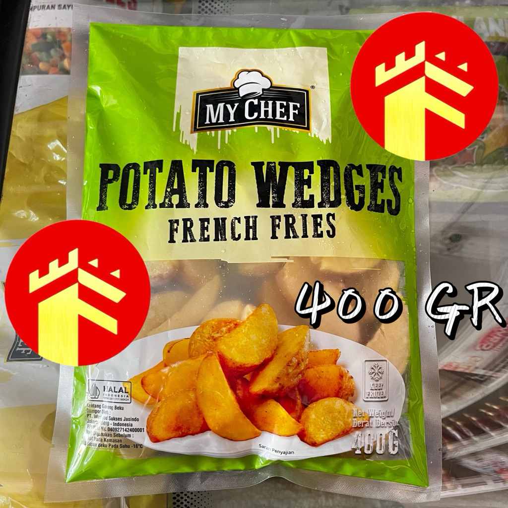 

MY CHEF POTATO WEDGES 400 GR KENTANG WEDGES KENTANG GORENG UTUH POTONG WEDGES 400 GR