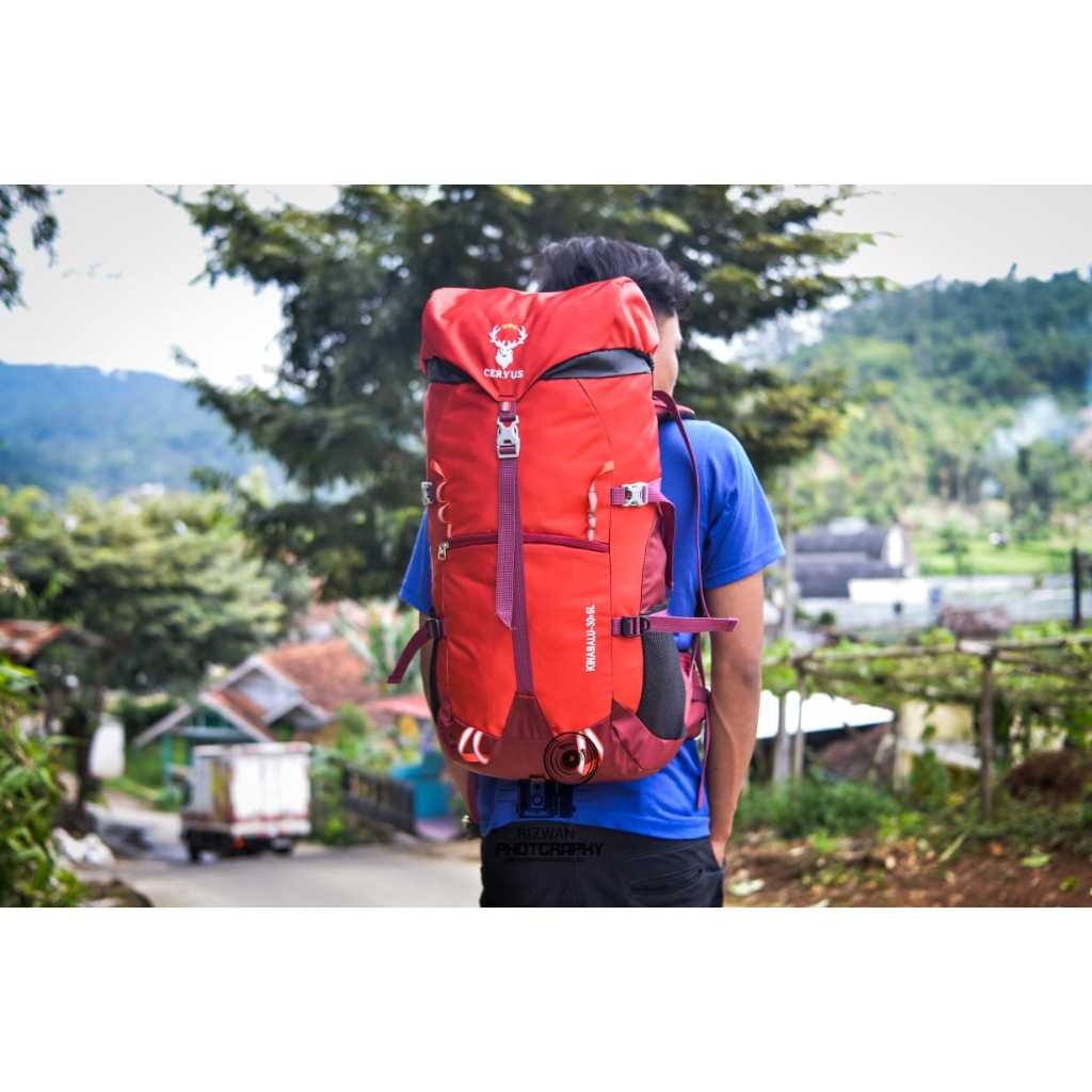 Tas Carrier Cervus KINABALU 30 + 5L Nyaman Dipakai Gendongan Bisa Di Adjust Busa Tebal Single Frame 