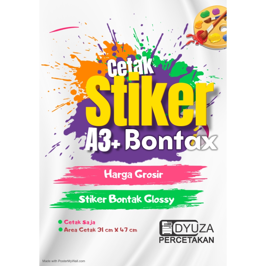

Cetak Stiker Bontax A3+ Custom Bahan Glossy
