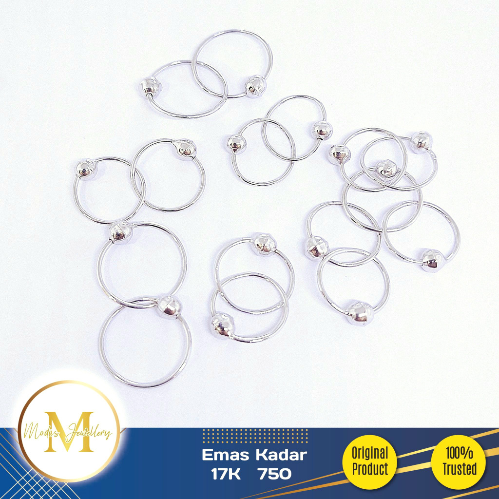 MODIS JEWELLERY - Anting Bayi Bulat Putih - Emas 17k  750