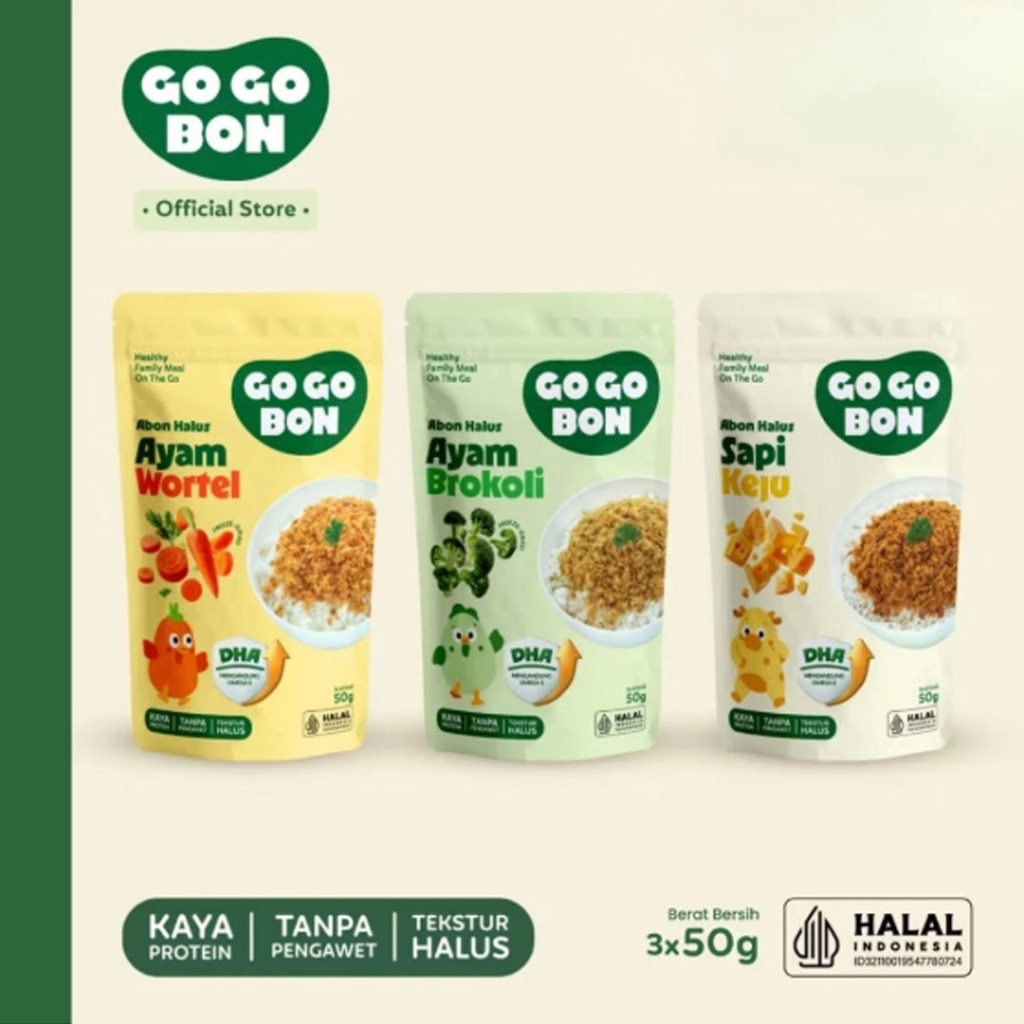 

Go Go Bon Abon Halus Ayam Wortel Ayam Brokoli Sapi Keju 3x50g Lauk Makanan Anak