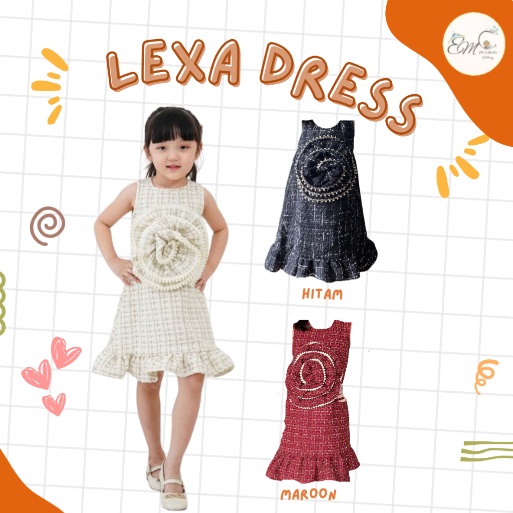 ELLIE CLOTHING - Lexa Tweed dress | tweed dress  | baju tweed anak | Tweed dress kid | baju mewah an