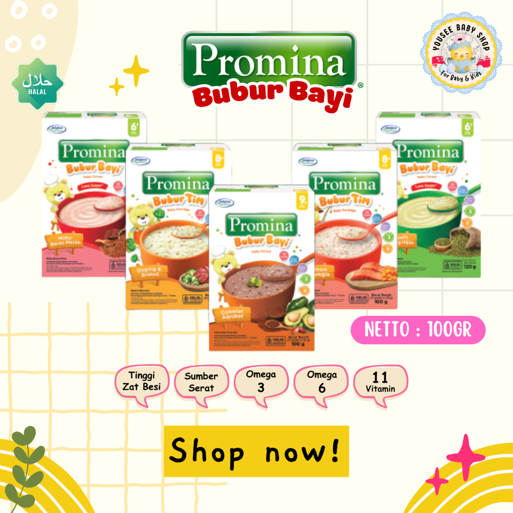Promina Bubur Bayi 6+ 8+ Bulan / MPASI Sereal Makanan Bayi / Makanan Pendamping Asi Pokok