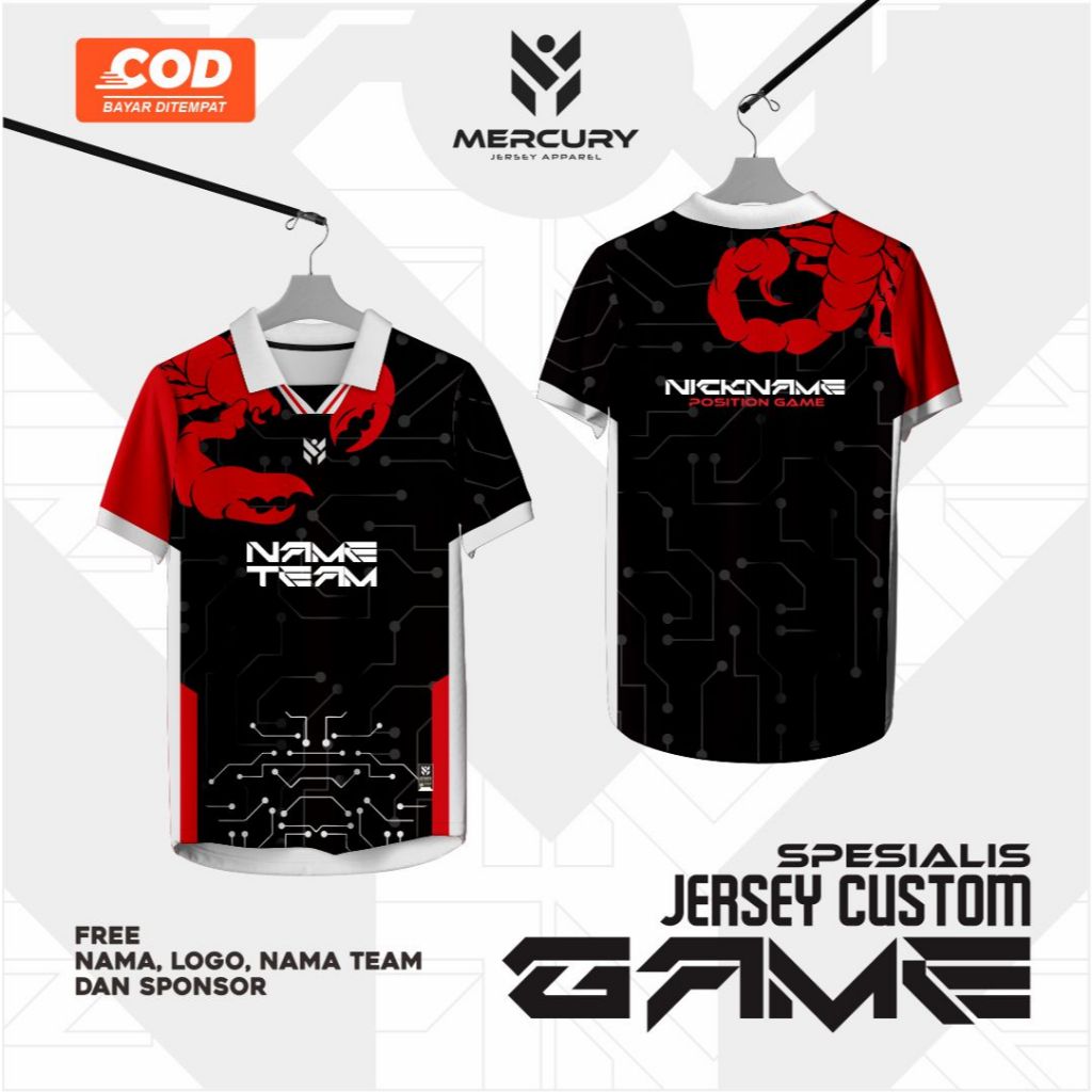 JERSEY CUSTOM GAME ESPORT FREE FIRE MOBILE LEGENDS PUBG PES EFOOTBALL