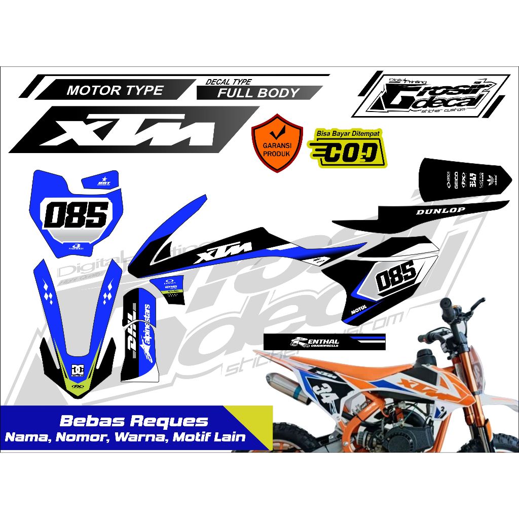 Sticker Decal Stiker Mini Trail Trail Mini XTM 50cc / New SK 50cc Full Body Free Custom
