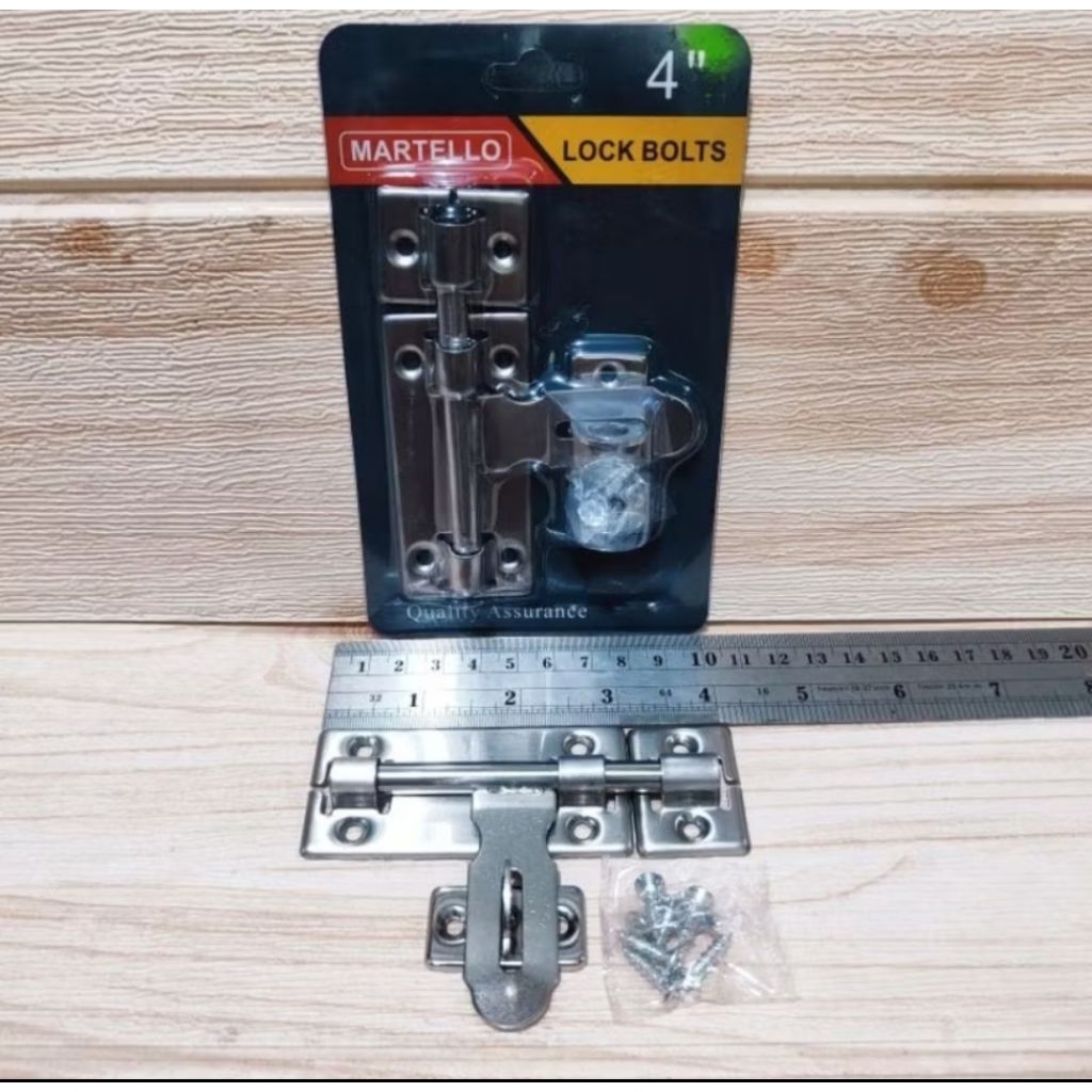 Grendel Gerendel Kamar Pintu Pagar 4" Inch Grendel Overval Slot Gembok Lock Bolts Stainless Martello
