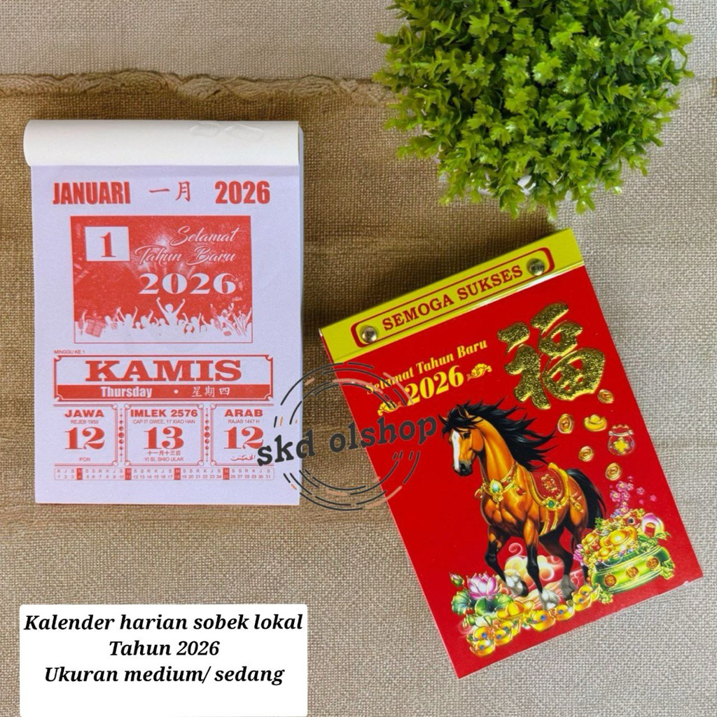 

Kalender Harian Sobek lokal ukuran sedang tahun 2026 tanggalan harian sebok lokal 2026