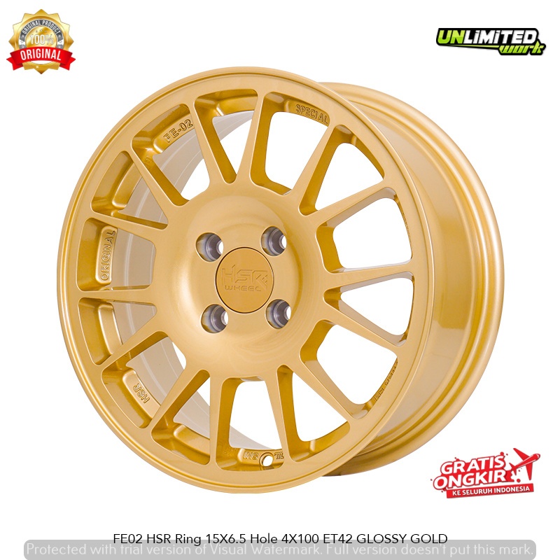 VELG FE02 HSR TERMURAH FE02 HSR R15X65 H4x100 ET42 GLOSSY GOLD AGYA JAZ BRIO