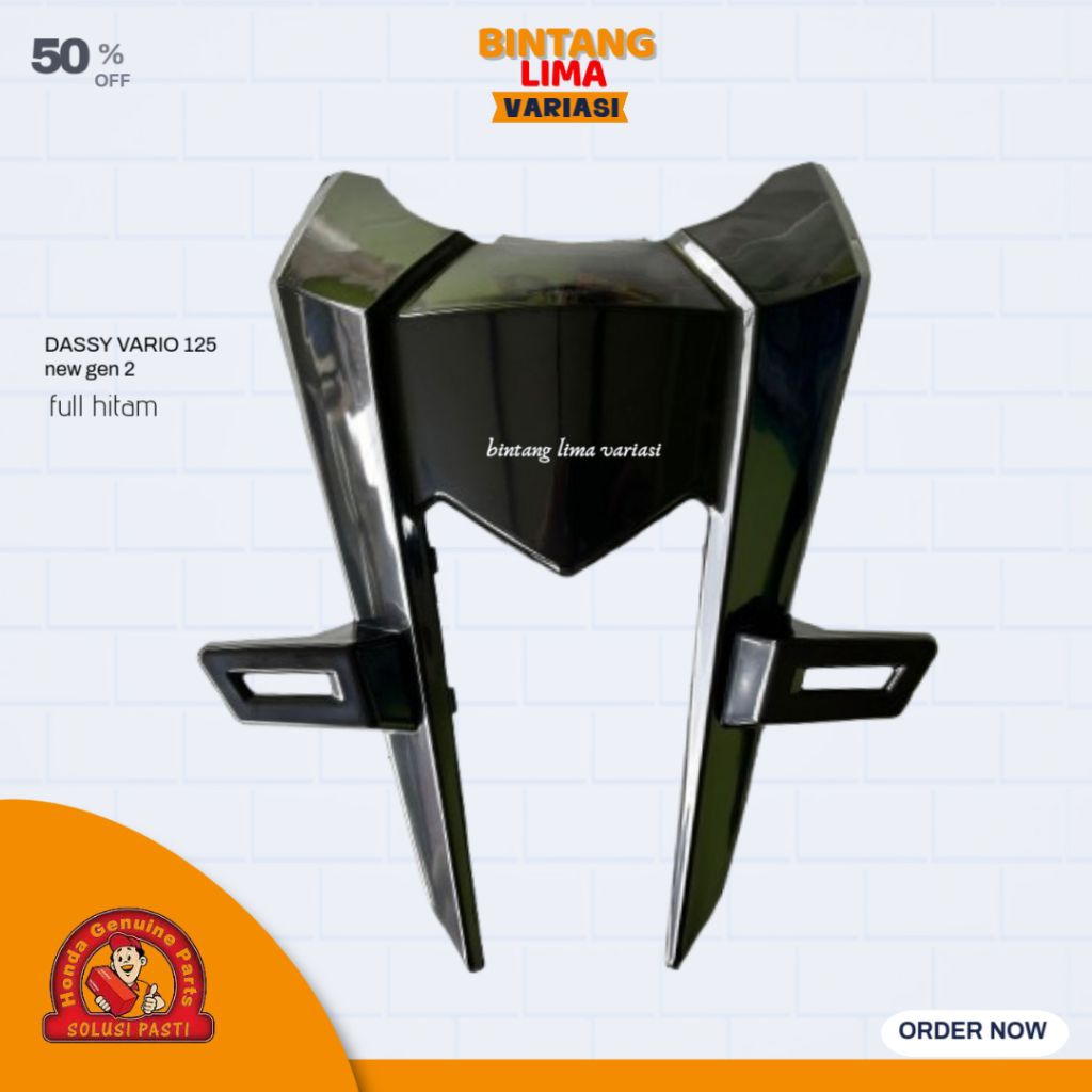 Cover Tameng Depan Hitam Vario 125 eSP K2V/64302-K2V-N30ZA Cover Plat Nomor Tameng Dasi Depan Vario 