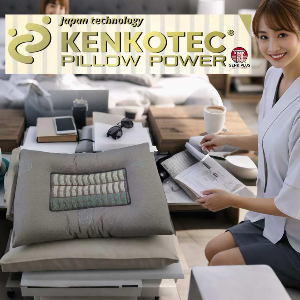Kenkotec Pillow Power  Original Jepang – Bantal Terapi Magnet untuk Kesehatan Otak, Leher, dan Tidur