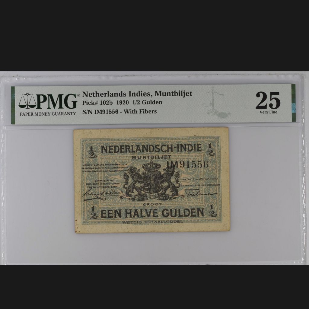 PMG MUNTBILJET 1/2 GULDEN 1920 PMG 25 IM91556 WITH FIBERS