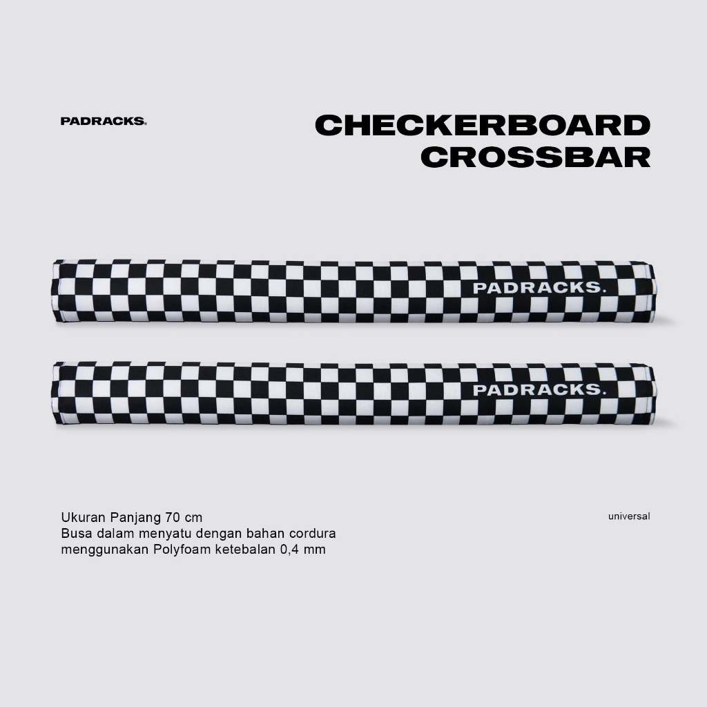 Padracks | CHECKERBOARD | Cover Crossbar mobil | Ukuran panjang 70 cm | Busa untuk crossbar mobil