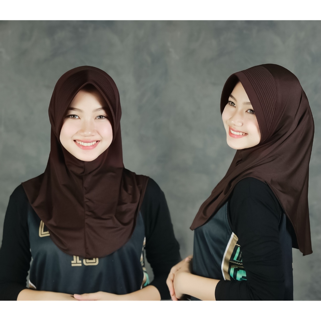 Bergo Instant Hijab Sport Pet Tebal Muslim Mirip KENAN ber-Merk ALMATIN Size S dan M