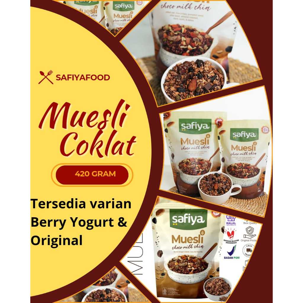 

Safiya Muesli Coklat Susu Chiaseed 420Gram Sereal Oatmeal Diet Premium | Muesli Coklat Susu