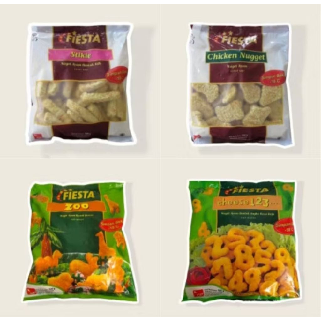

fiesta chicken nugget stikie,zoo, cheese,123,500 gram