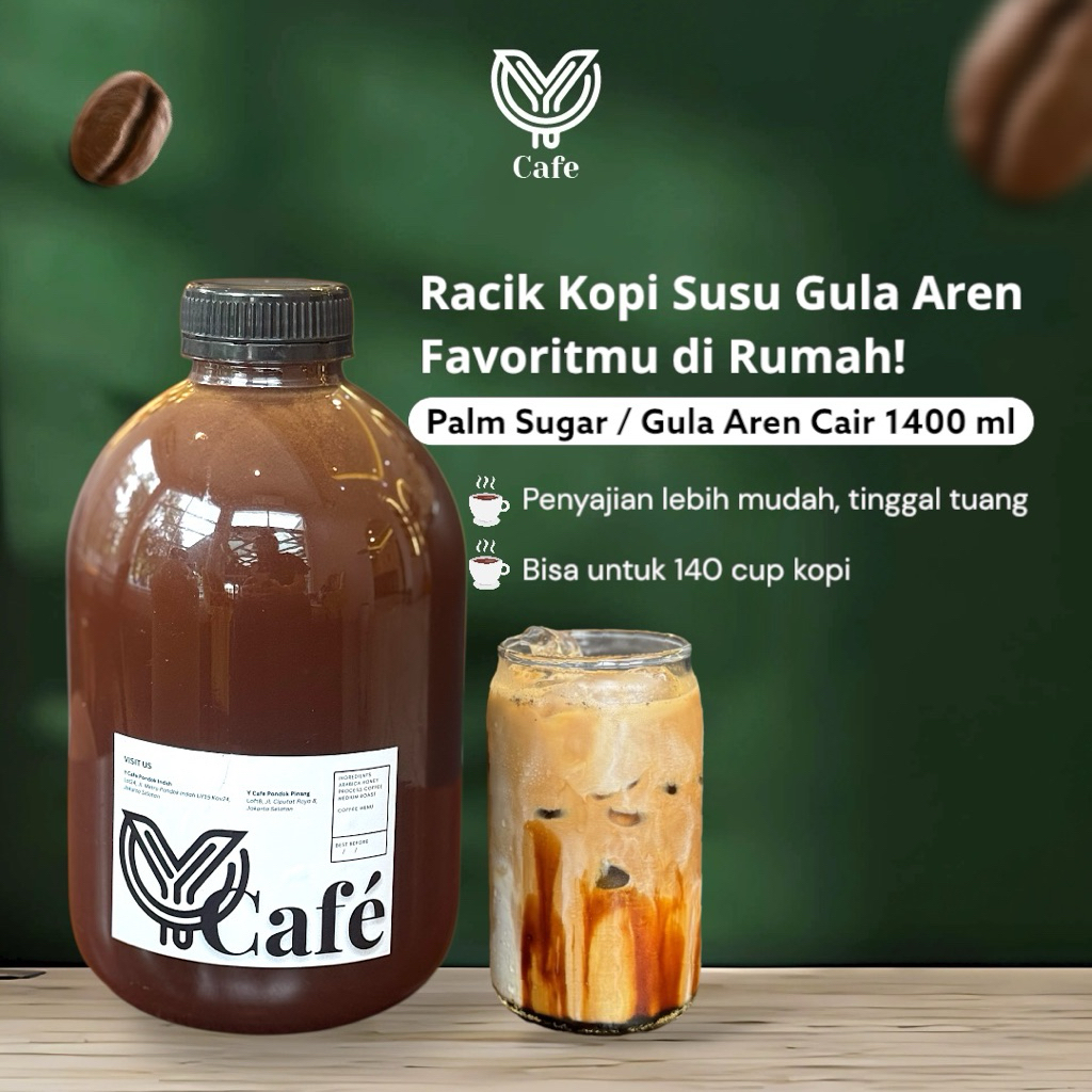 

Gula Aren Cair 1400 ml Palm Sugar Murni Bahan Kopi Susu Kekinian by Y Cafe Premium Aren