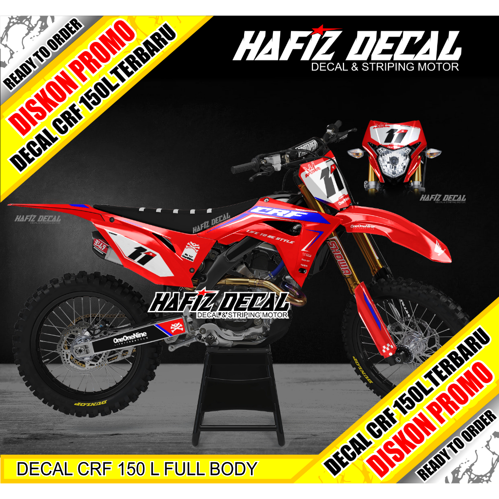 DECAL CRF MERAH, DECAL CRF 10 MERAH, DECAL CRF 150 L MERAH, DECAL CRF 150 LMERAH PUTIH, STIKER CRF