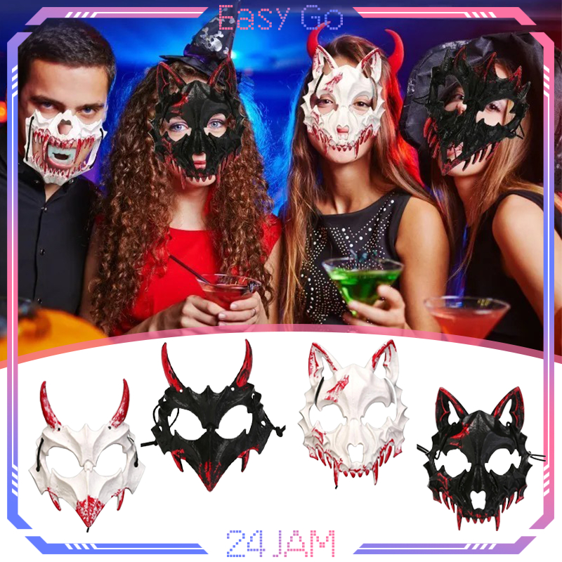 Topeng Wajah Tengkorak Naga God Tiger Yasha Tengu Topeng Naga Topeng Half Face Untuk Cosplay Hallowe