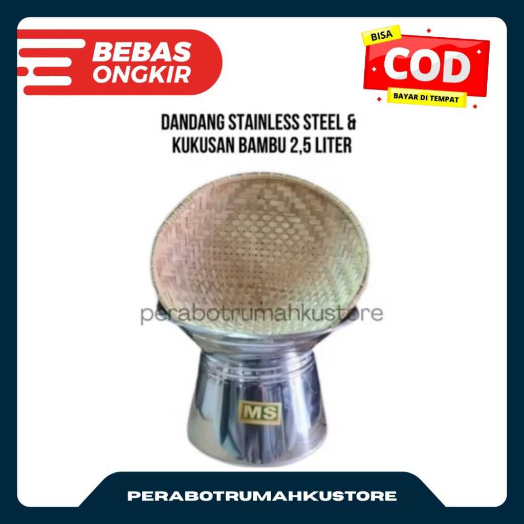 DANDANG / SEENG KUKUS PENDEK STAINLESS STEEL & KUKUSAN BAMBU