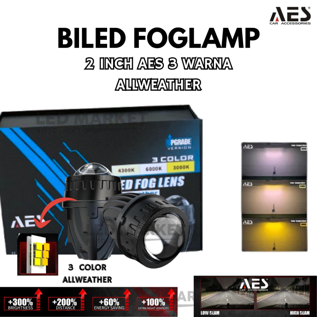 BILED FOGLAMP 2 INCH AES 3 WARNA ALLWEATHER