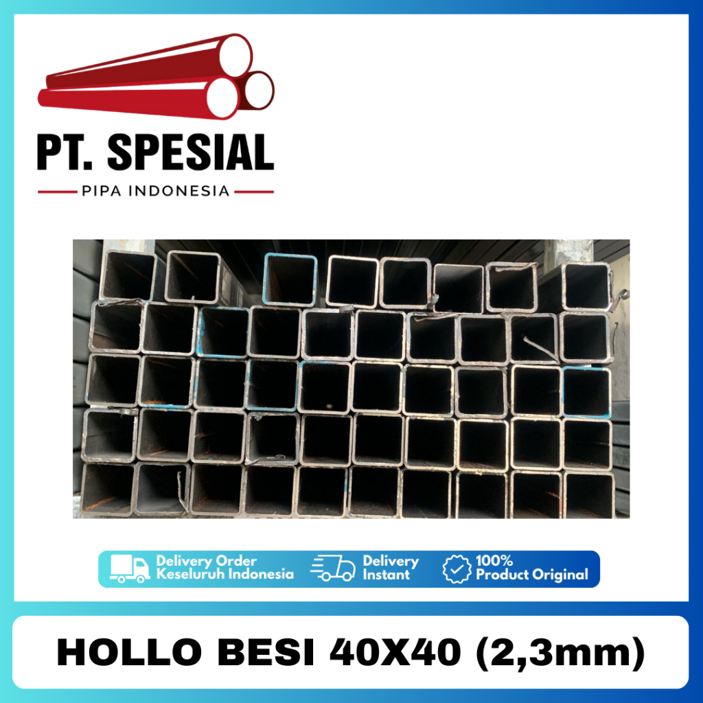 Besi Hollo 4x4 / Hollow Hitam / Hollo Besi 40x40 Tebal 2.3mm - 05
