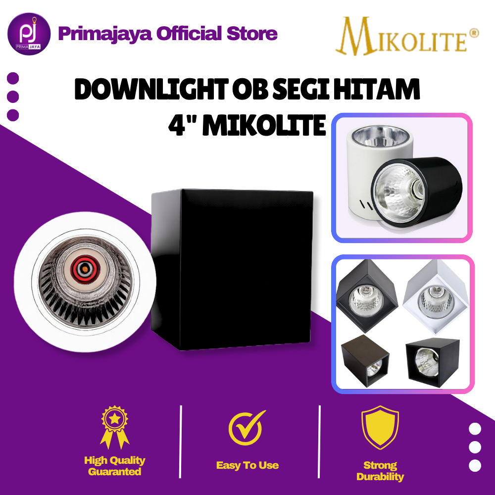 Lampu Downlight OB Hitam Putih Kotak 4 Inch | Lampu Outbow LED Ceiling Light